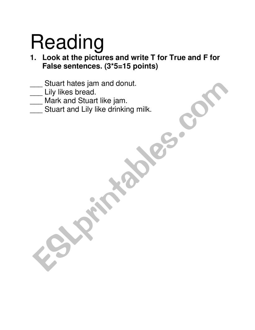 Food and drinks  worksheet