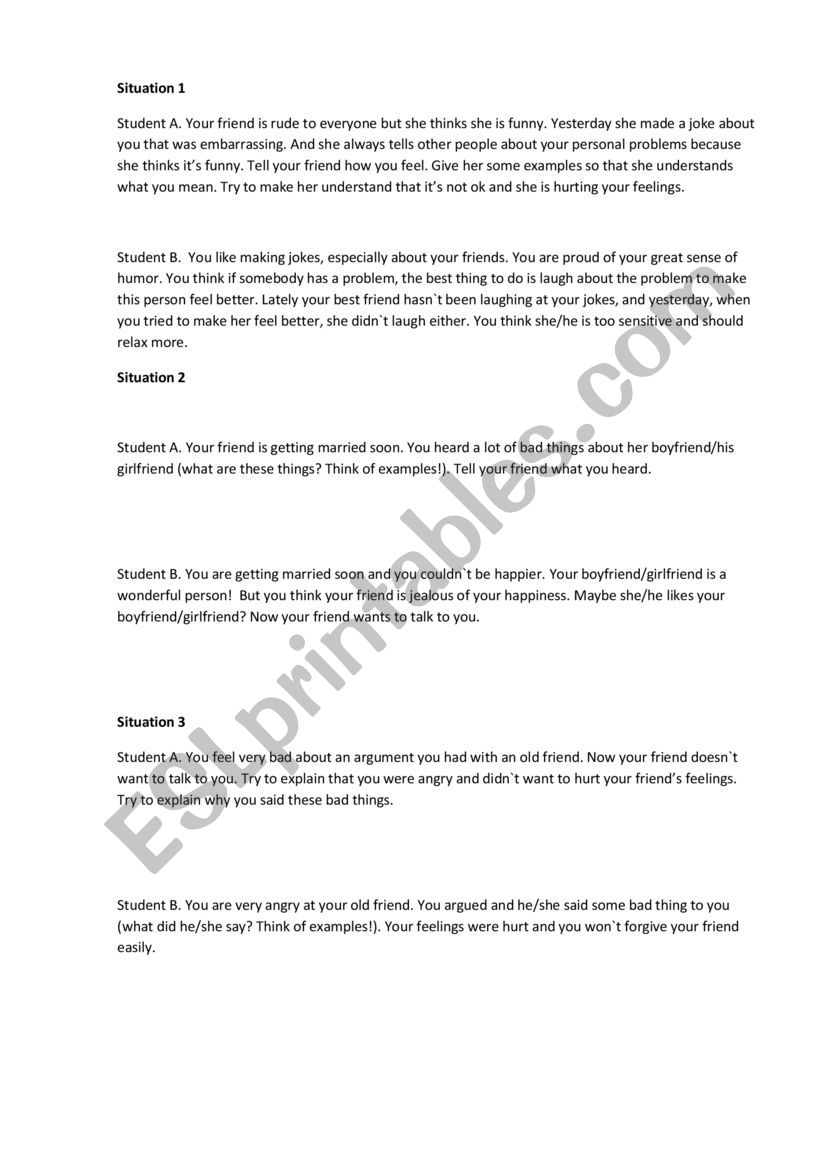 giving advice role play cards worksheet