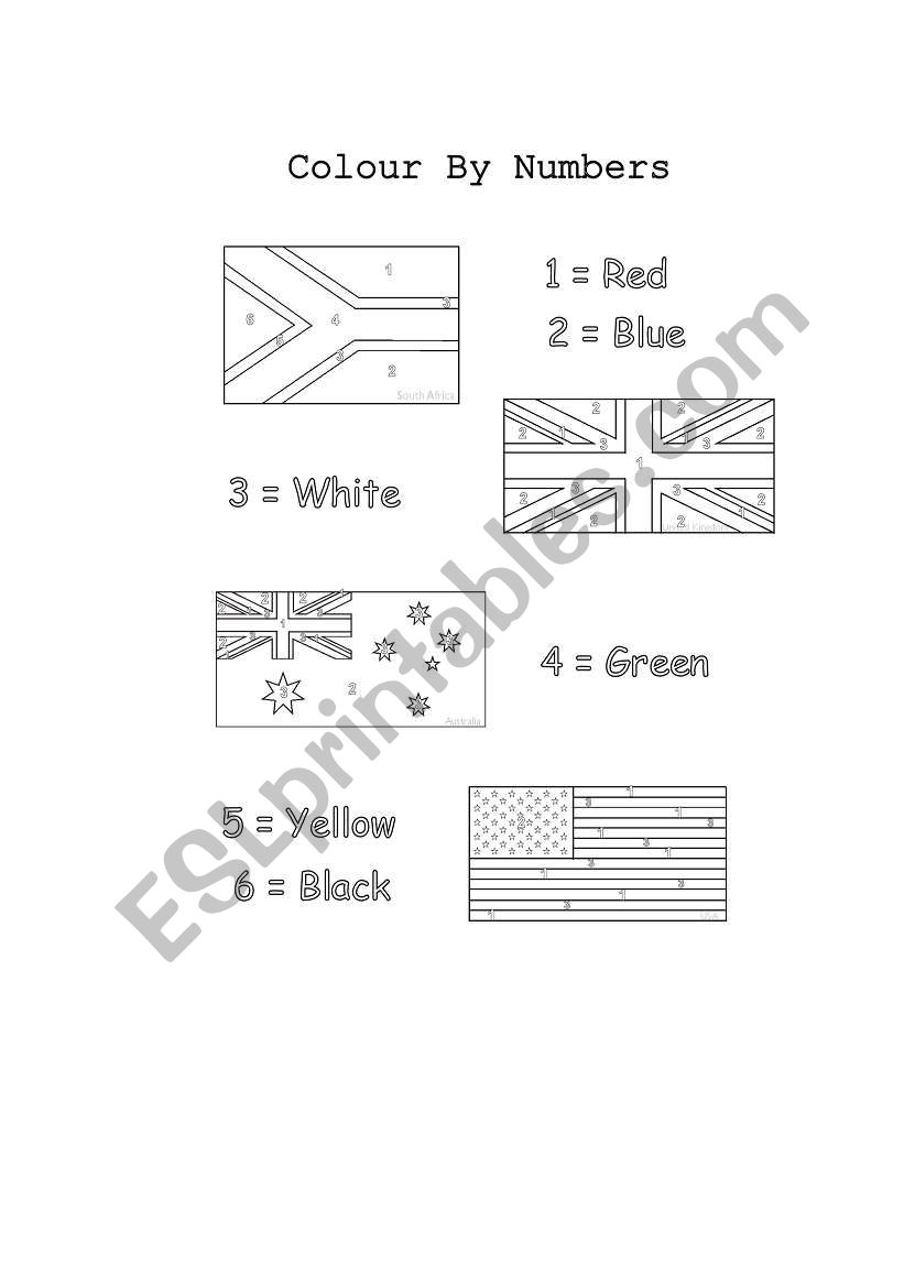 English Speaking Countries Colour By Numbers