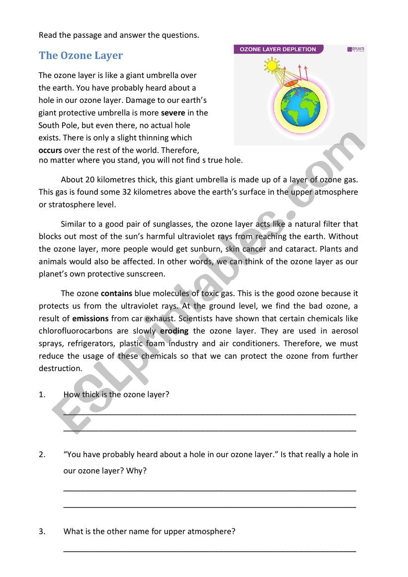 english-worksheets-the-ozone-layer