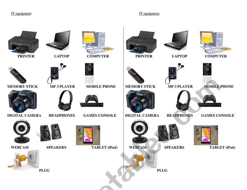 It equipment worksheet