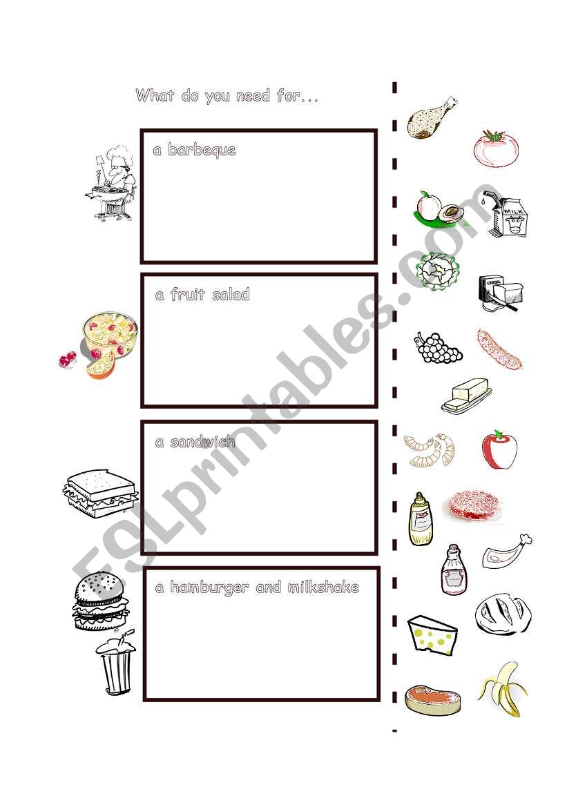 What Food Do You Need For...? worksheet