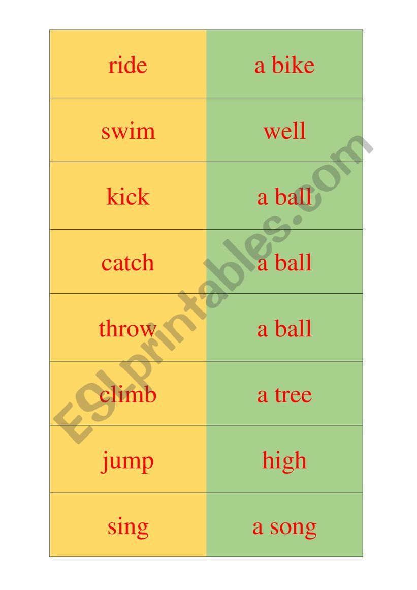 Activities (collocations) worksheet