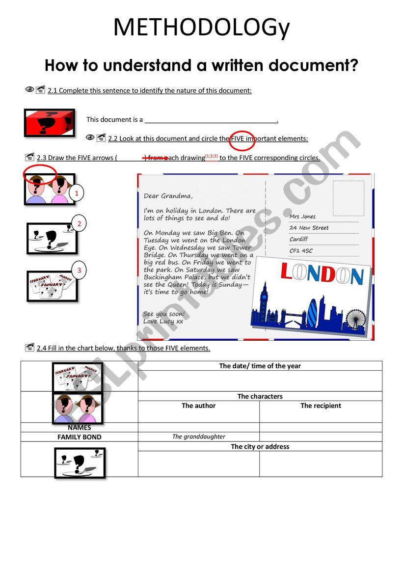 Reading a postcard PRETERITE TENSE