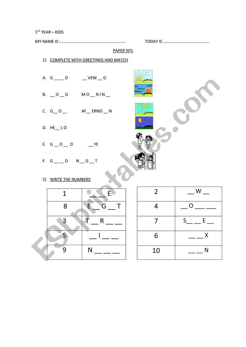 TEST  worksheet