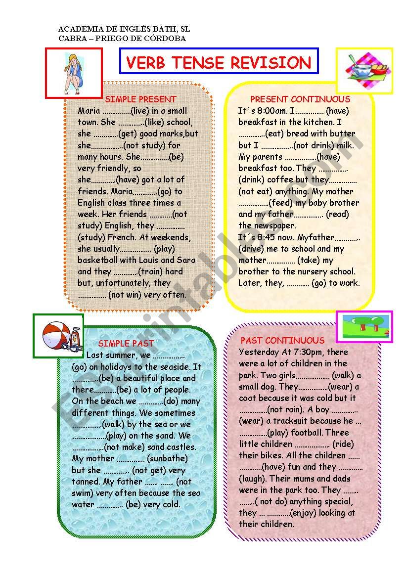 Verb Tense Revision worksheet