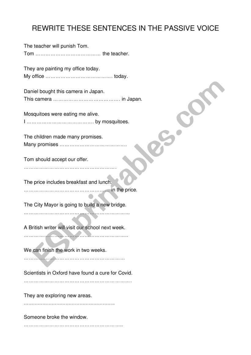 passive voice worksheet