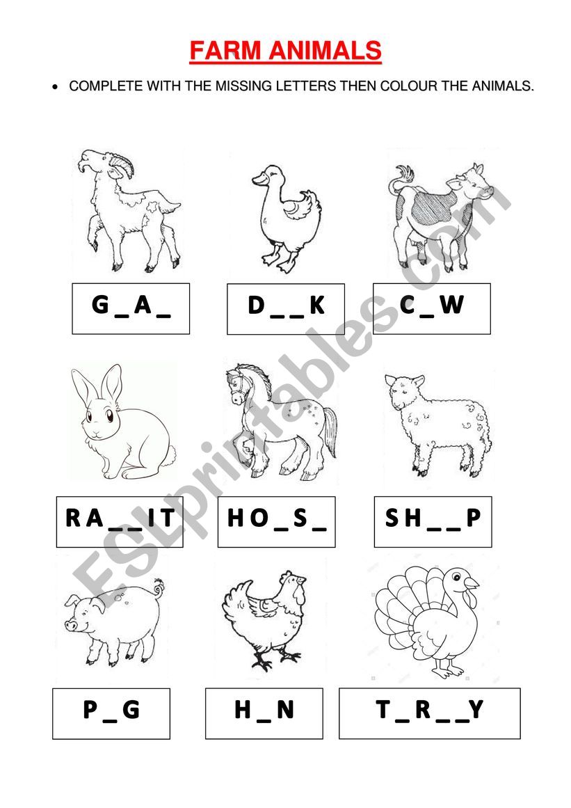 FARM ANIMALS worksheet