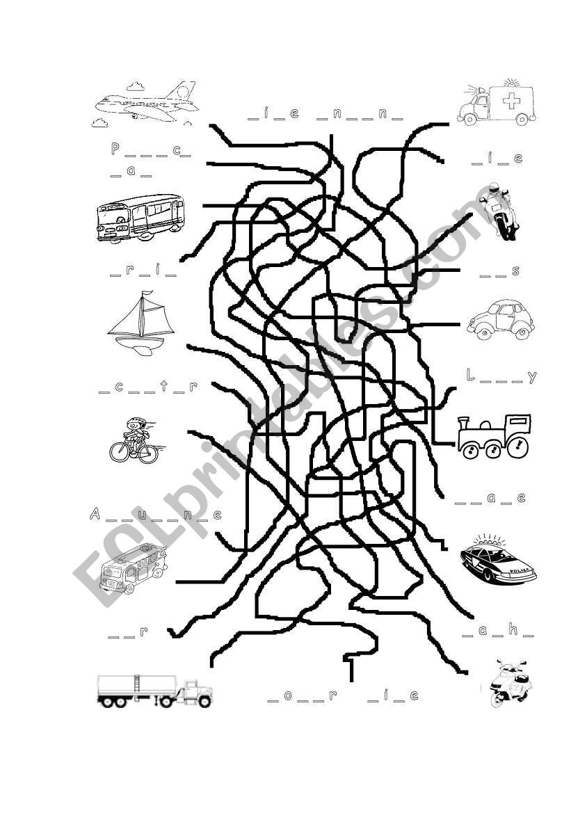 Transport Maze worksheet