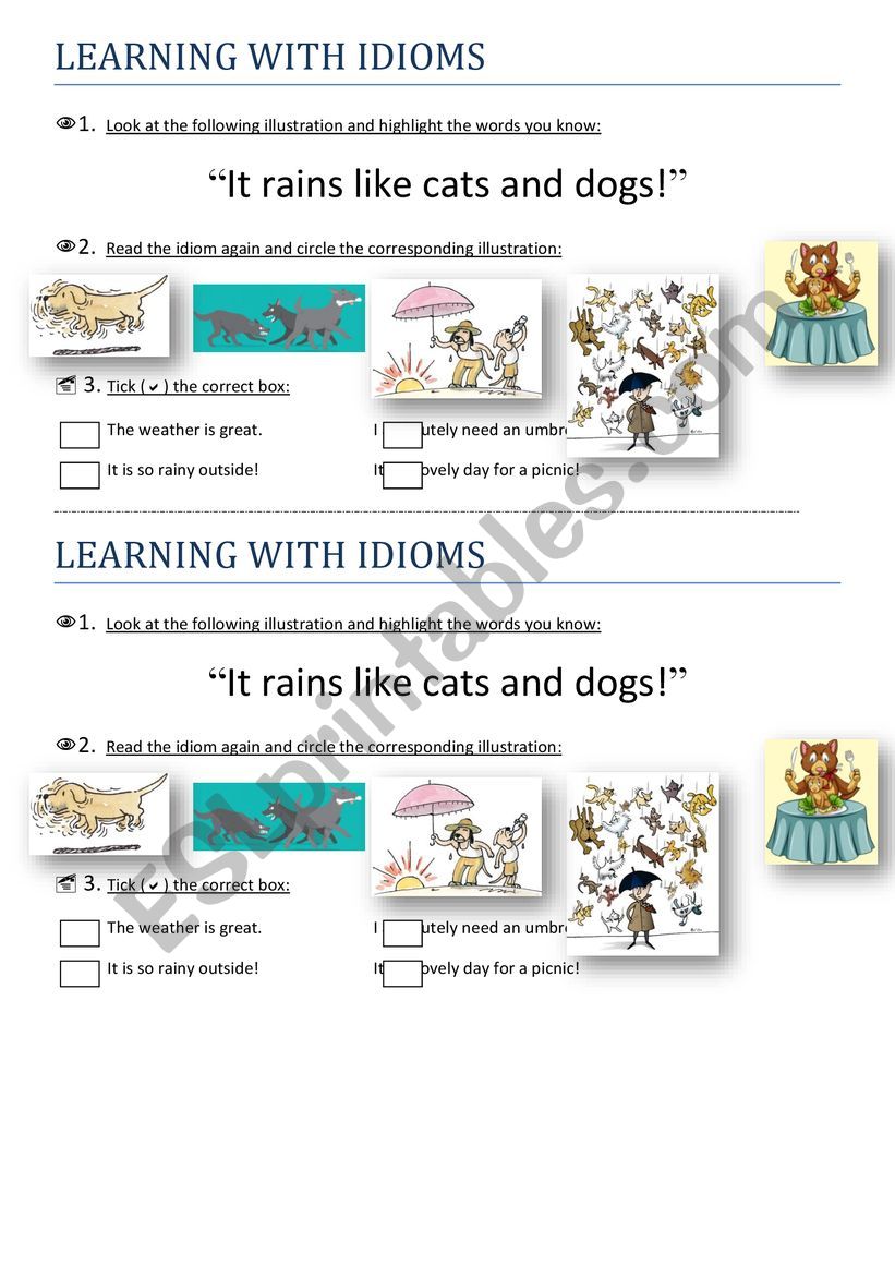 LEARNING WITH IDIOMS 1 worksheet