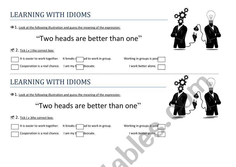 LEARNING WITH IDIOMS 2 worksheet