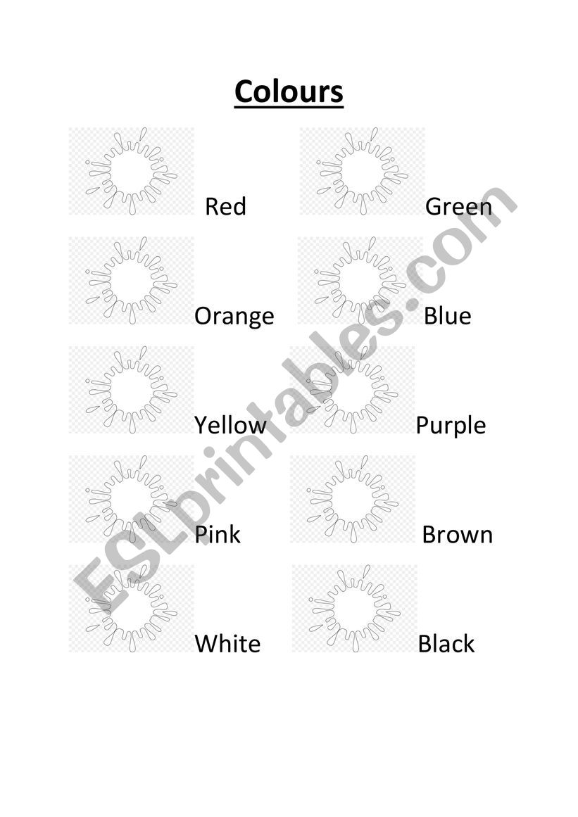 Colours worksheet