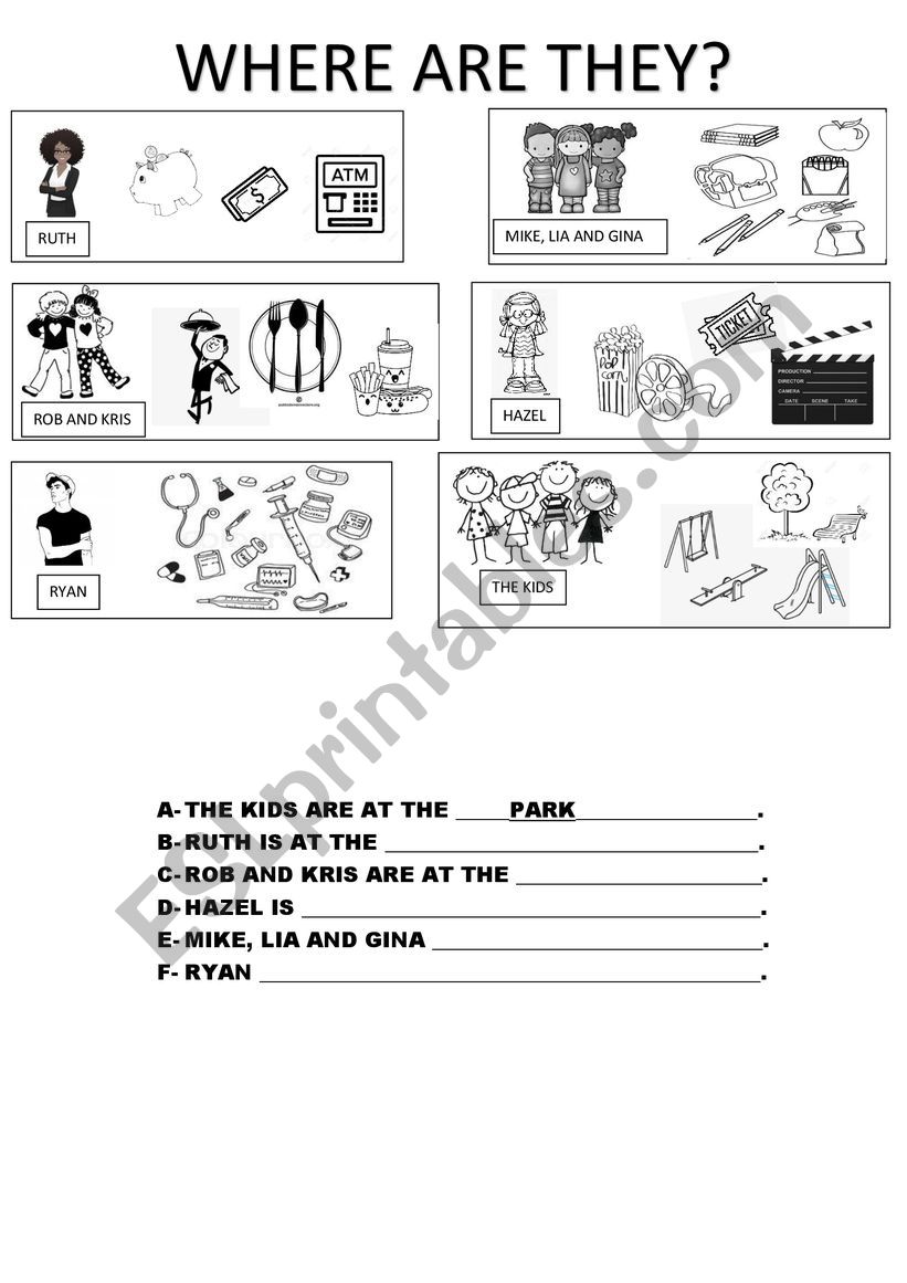WHERE ARE THEY? worksheet