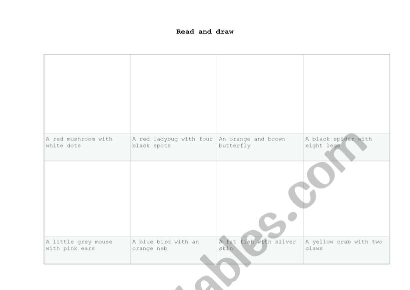 Read and draw worksheet