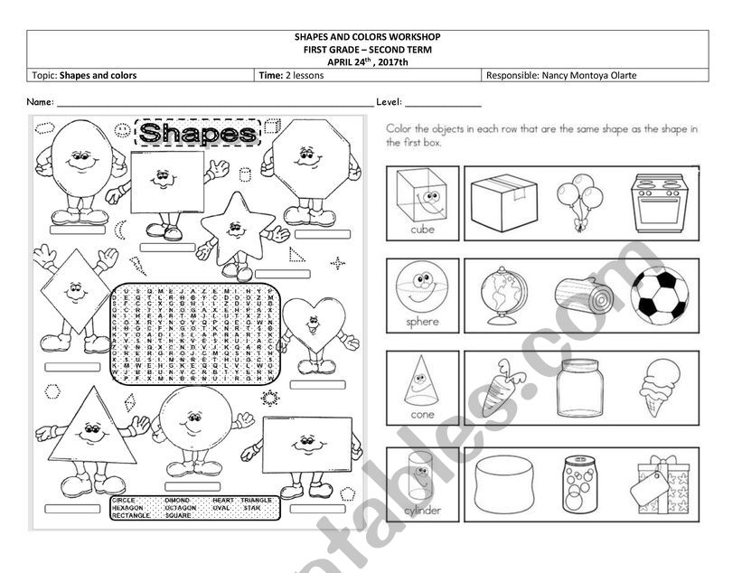 Shapes and colors worksheet