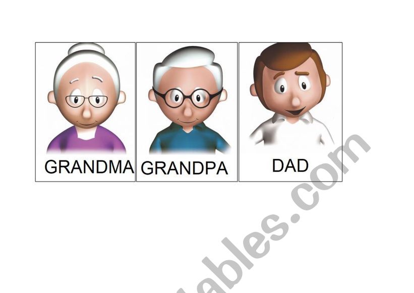 Flashcards set - Family members for Kinder