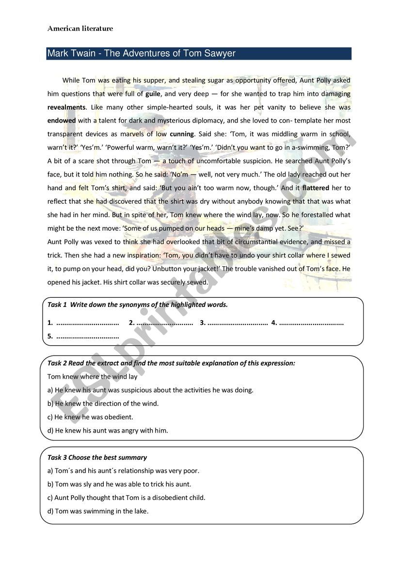 Mark Twain worksheet
