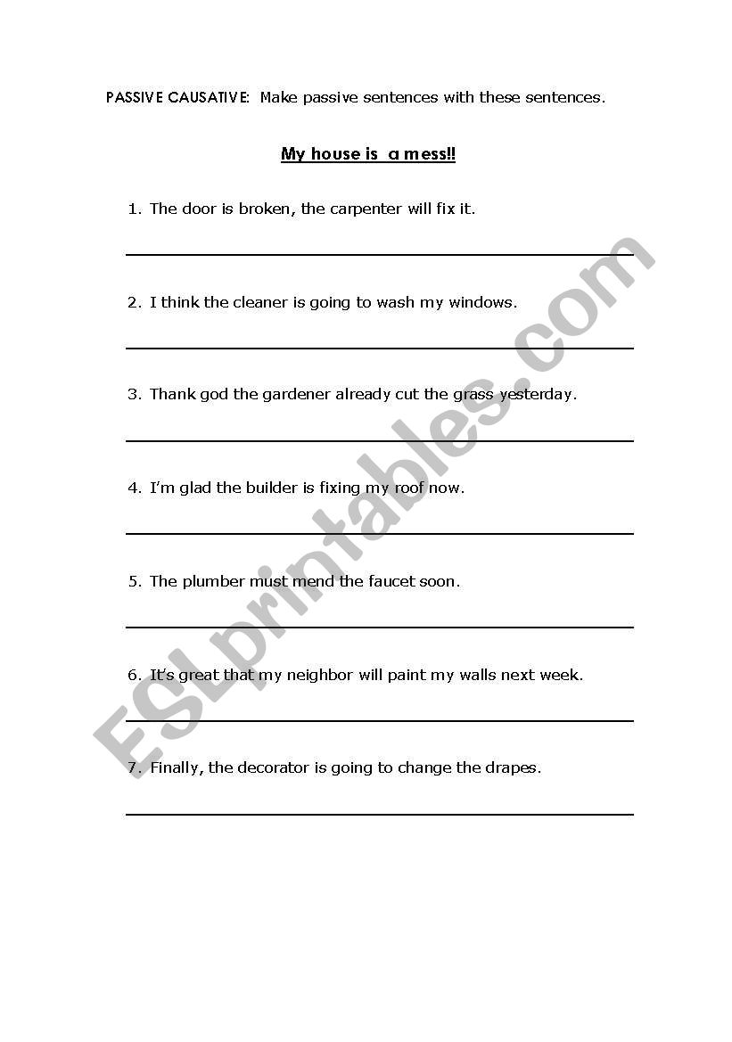 Passive Causative worksheet