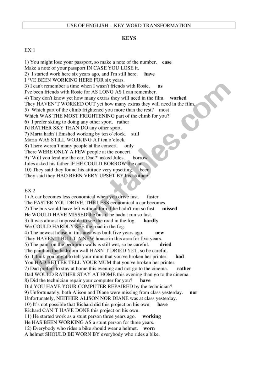 C2 transformations worksheet