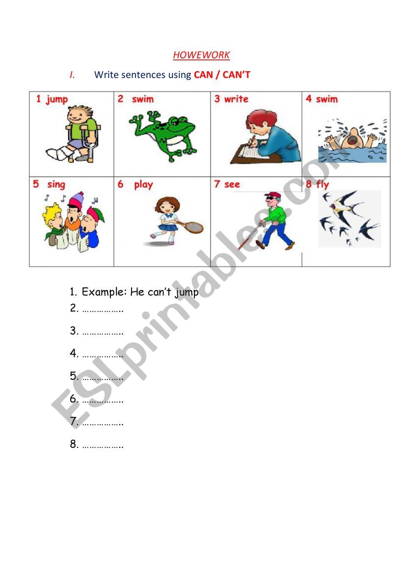 can can�t worksheet