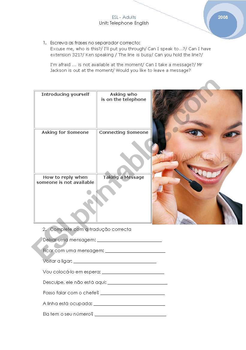 Telephone English worksheet
