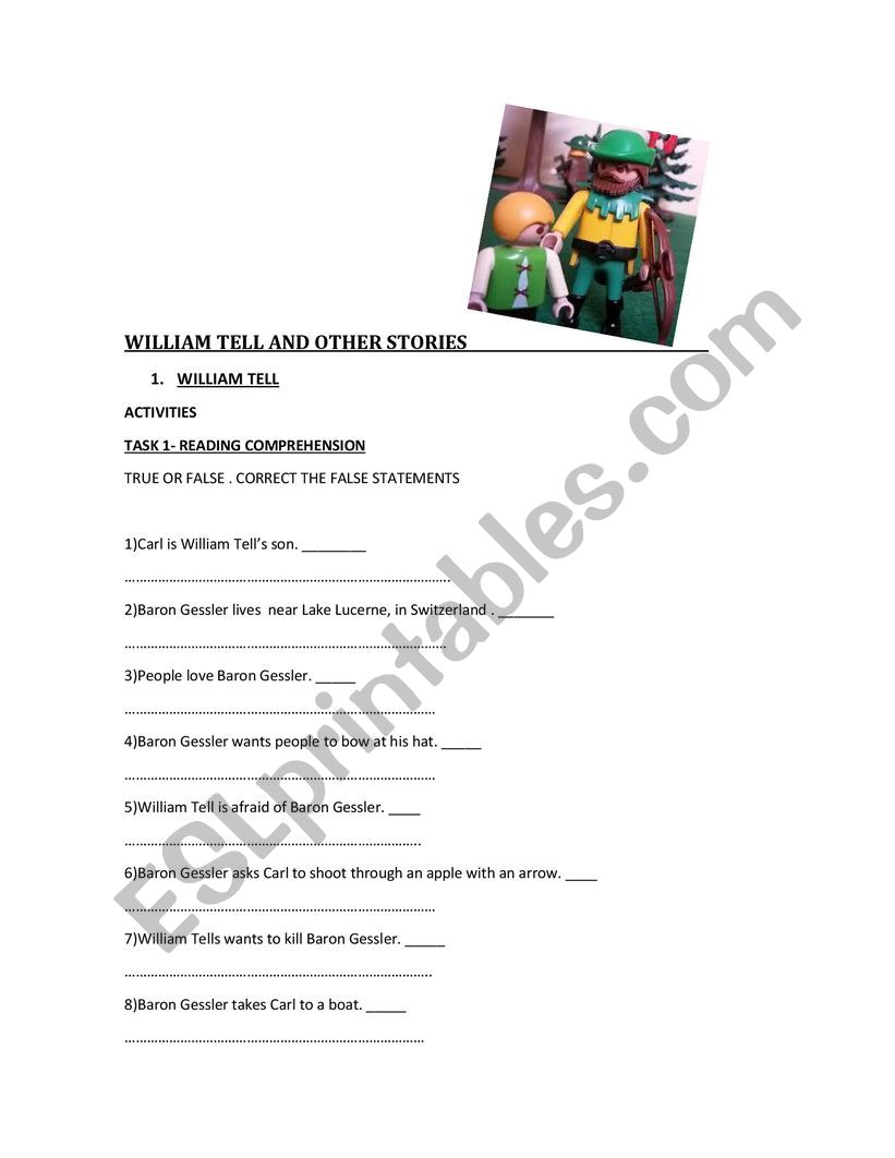 WILLIAM TELL ACTIVITIES worksheet