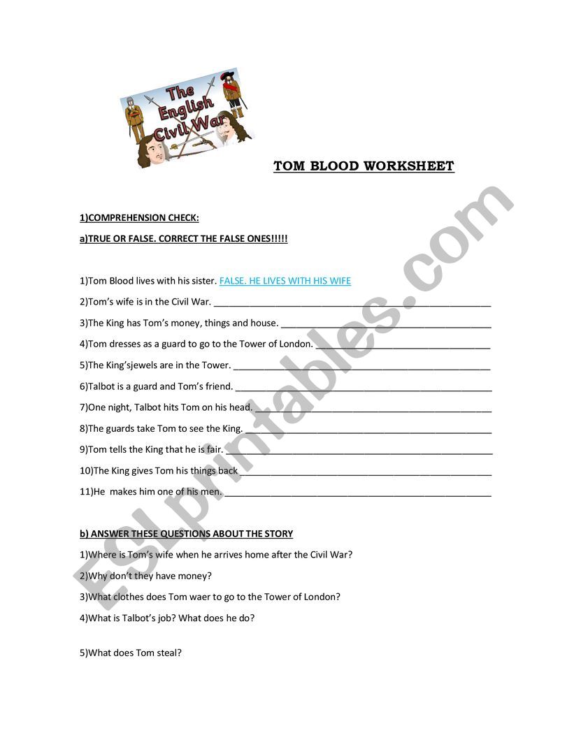 tom blood worksheet worksheet