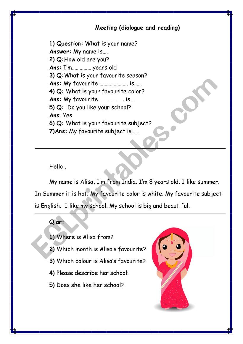 Alisa (personal information) worksheet