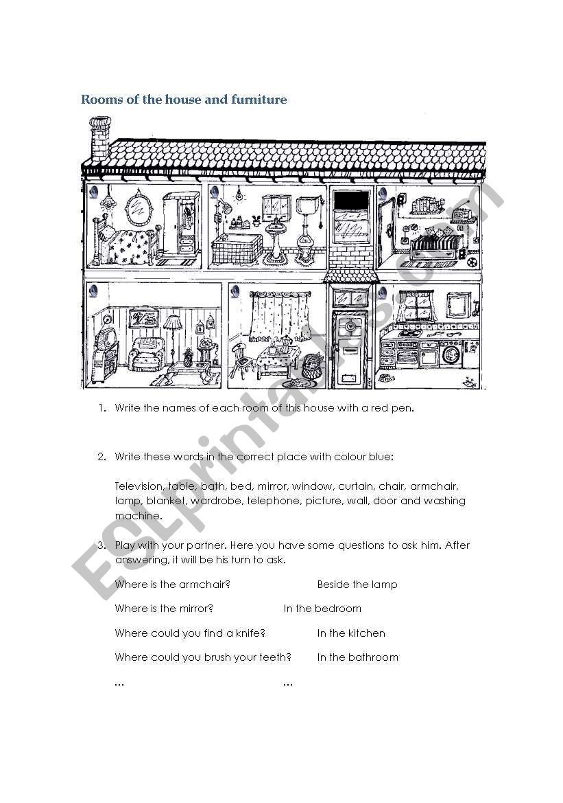 Rooms of the house and furniture