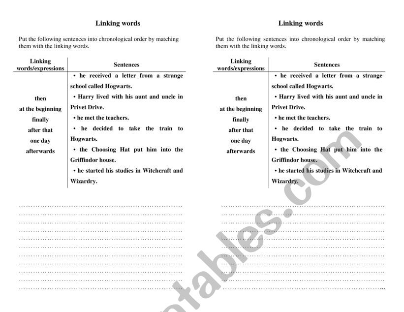 Linking words worksheet