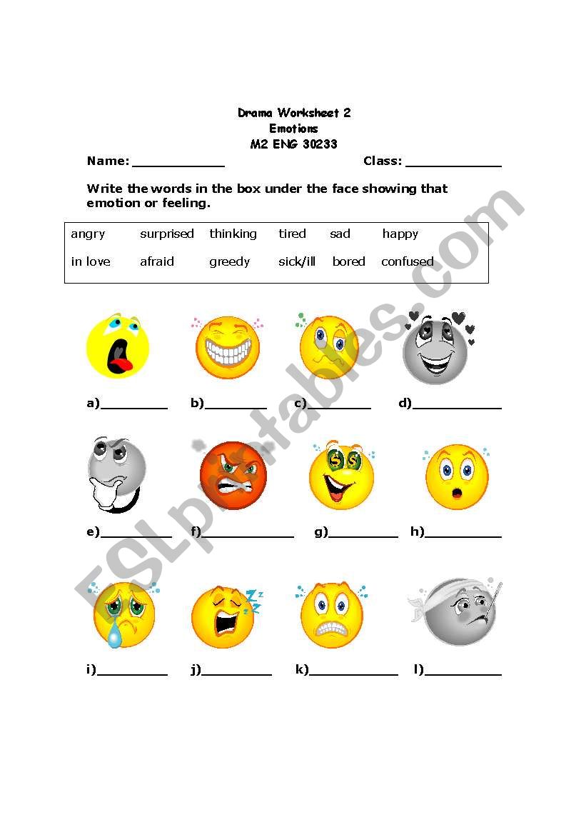 Emotions worksheet