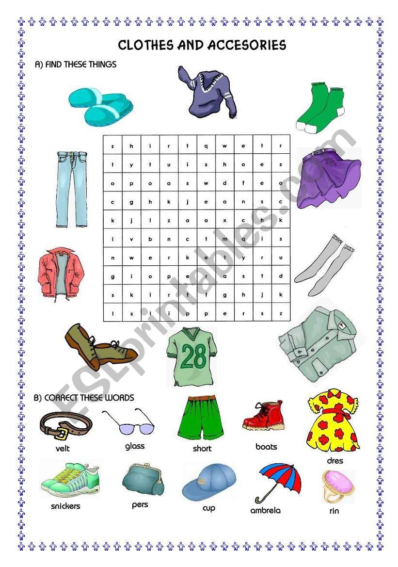 CLOTHES AND ACCESSORIES worksheet