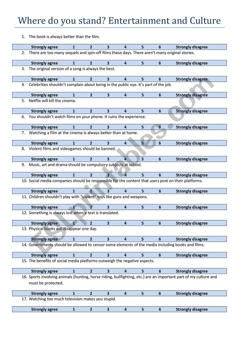 Culture discussion worksheet