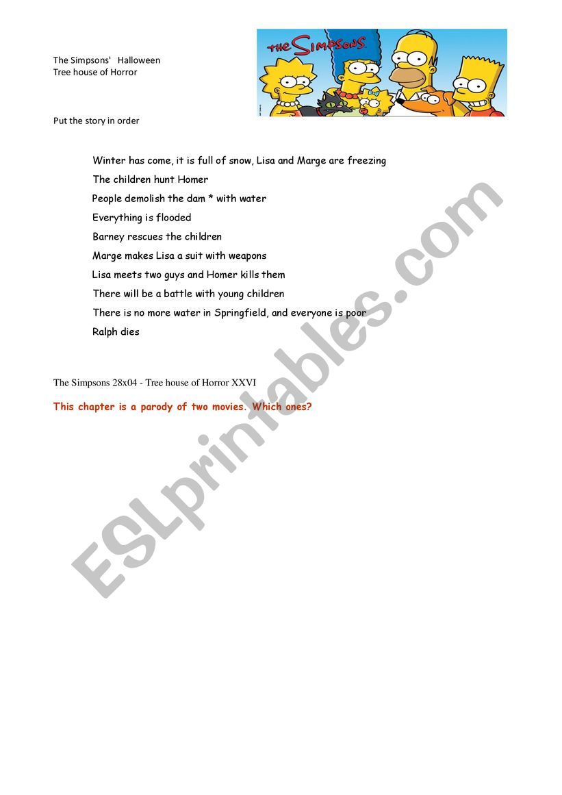 The Simpsons Halloween  worksheet
