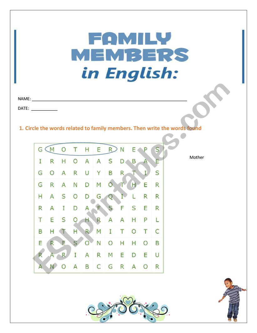 Family worksheet