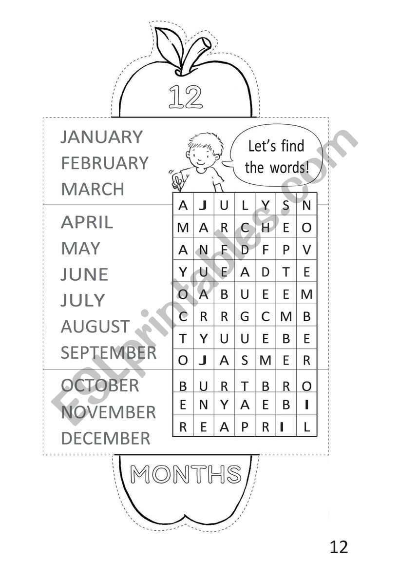 12 months of the year worksheet