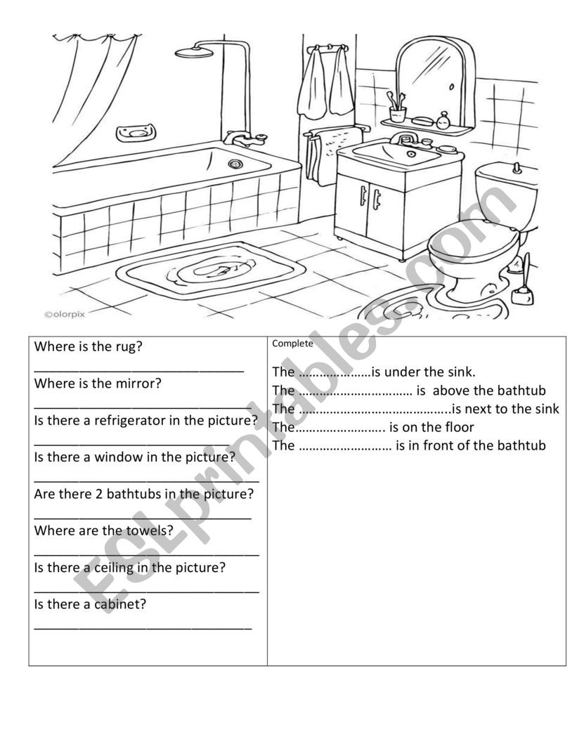 test for furniture worksheet