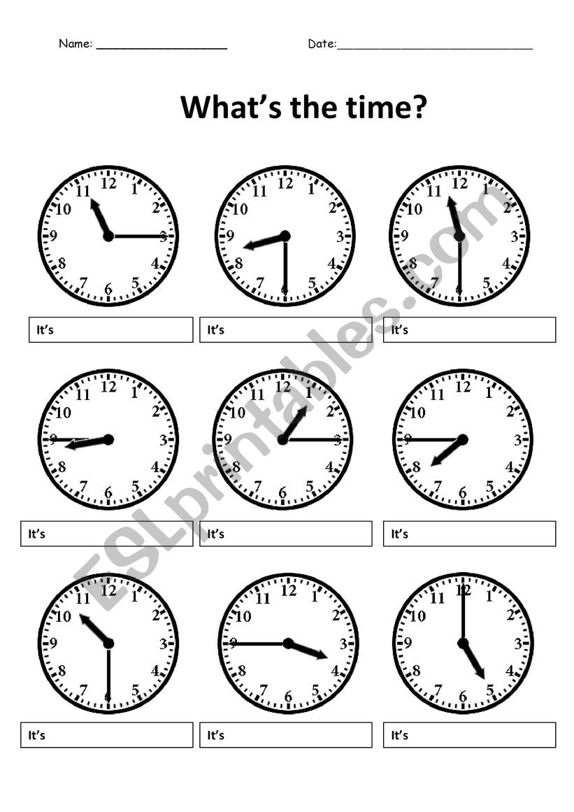 Telling the time worksheet