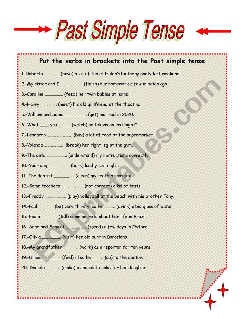 SIMPLE PAST TENSE worksheet