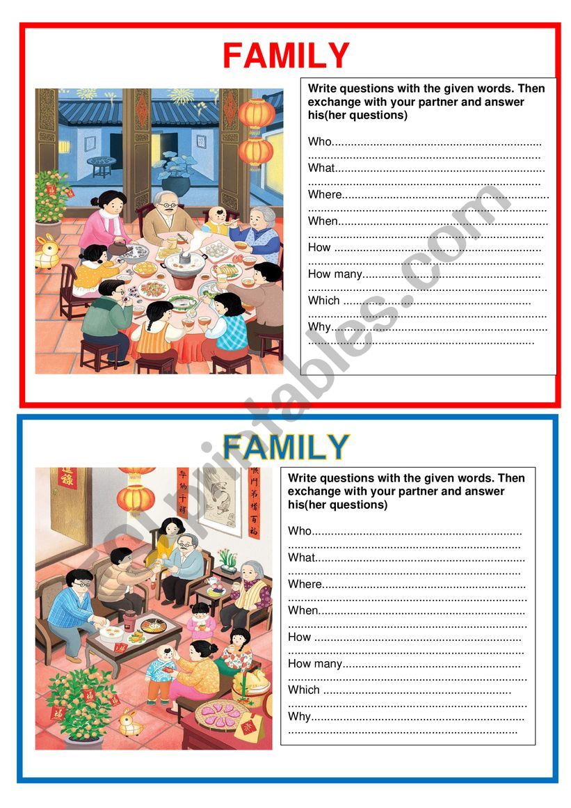 Pairwork - Family worksheet