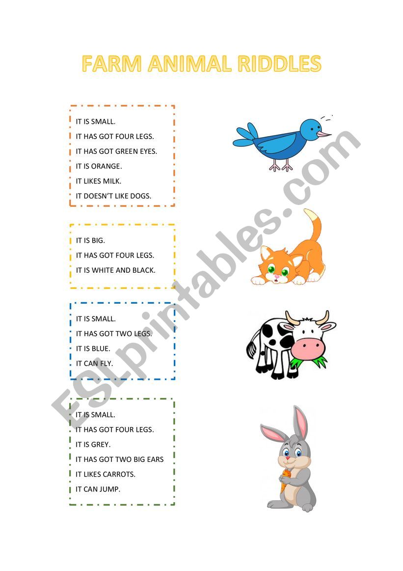 FARM ANIMALS RIDDLES worksheet