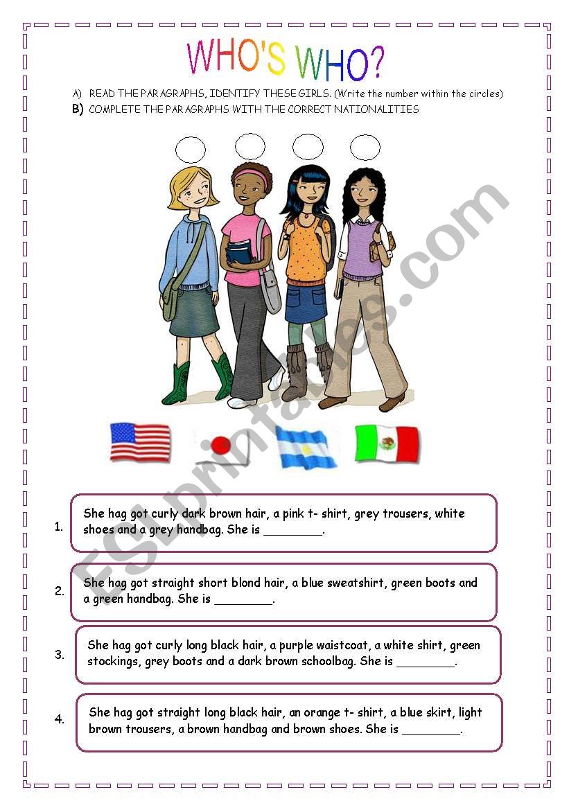 WHO IS WHO? worksheet