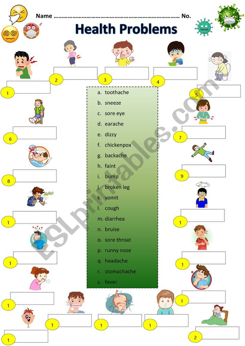 Health Problems worksheet