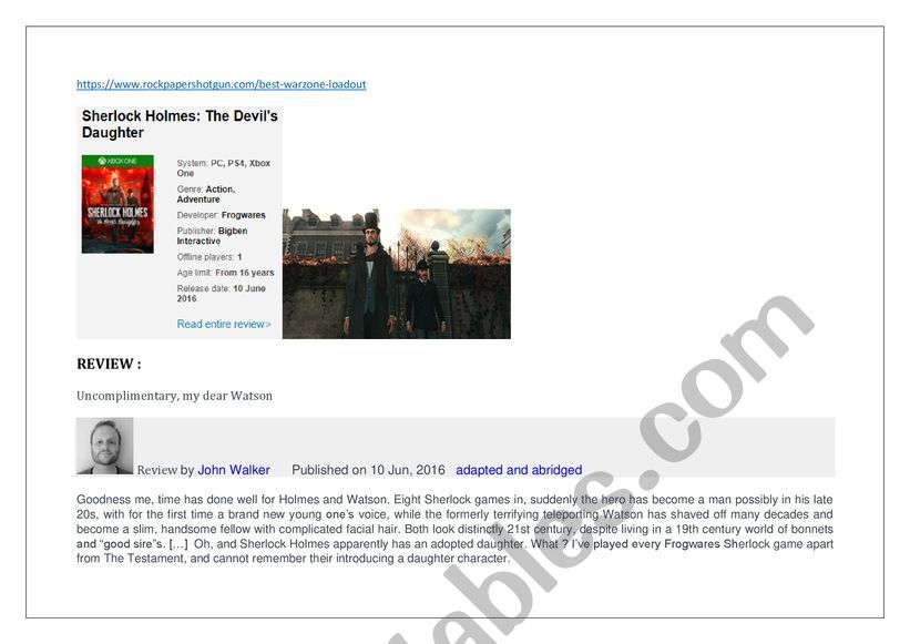 Sherlock Holmes  video game The Devil�s daughter , a review