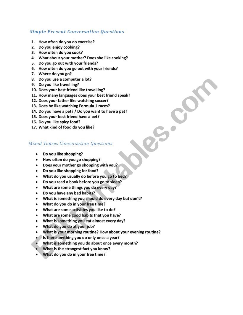 CONVERSATIONS worksheet