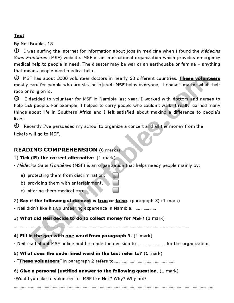 9th form test june 2021 worksheet