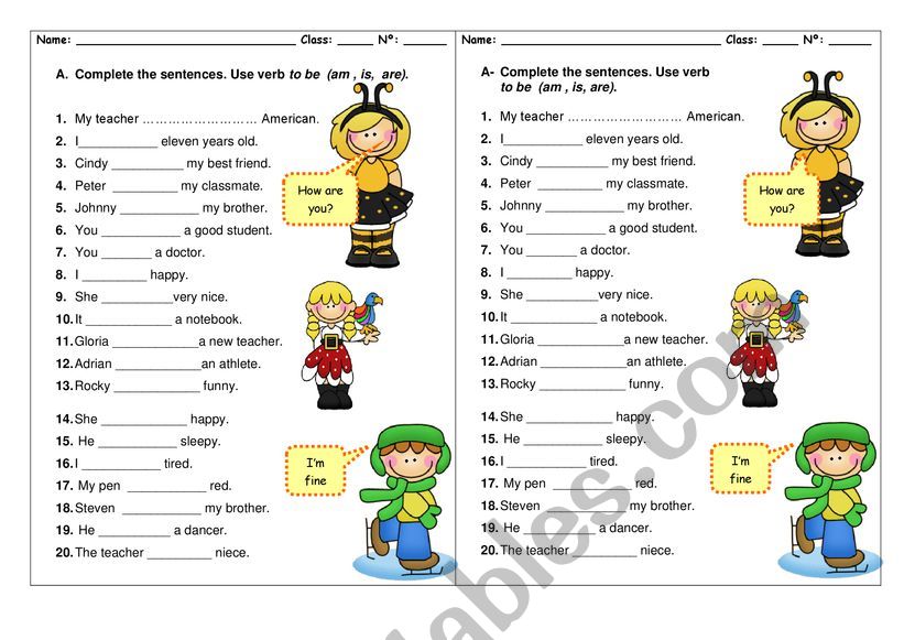 Verb To Be worksheet