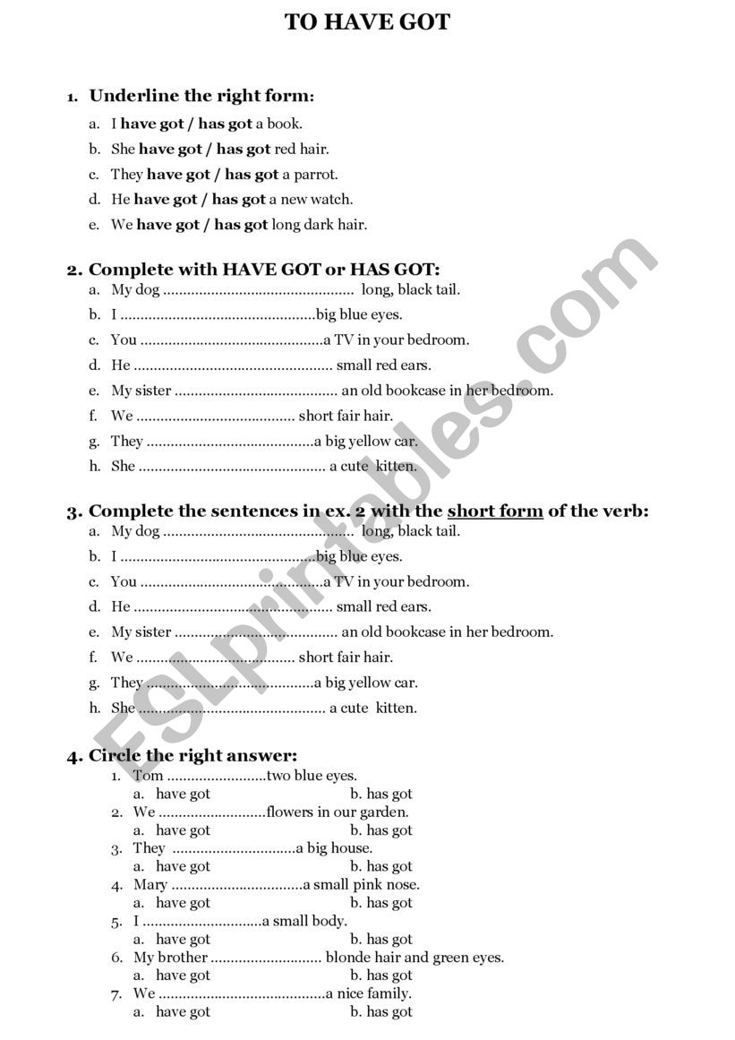 to have got worksheet