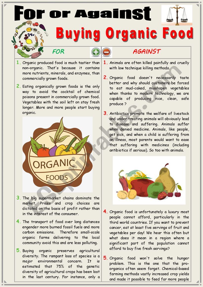 organic food for and against essay