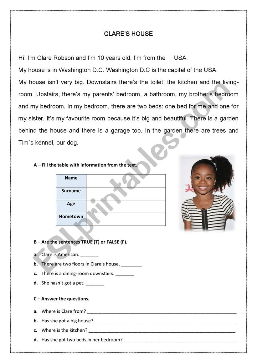 ENGLISH ACTIVITY - COMPREHENSION TEXT - 